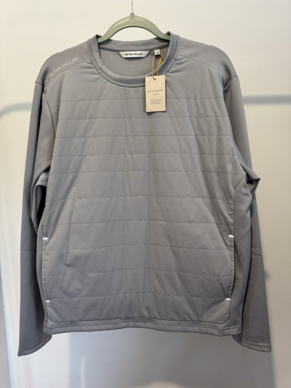 Peter Millar Crown Sport Golf Pullover Men's Large Gray Pockets NWT $299